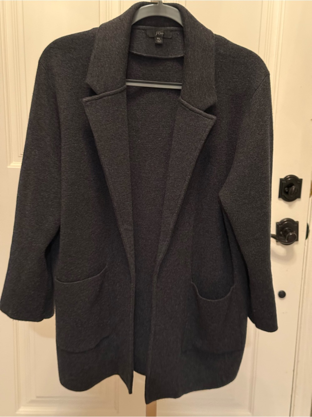 J. Crew Dark Charcoal Open-Front Knit Blazer